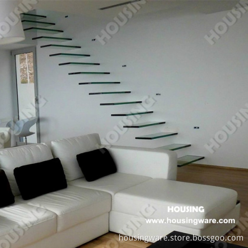 Steadiness Indoor Tempered Glass Stairway / Glass Staircase